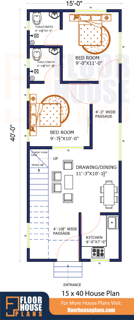 15 X 40 House Plan