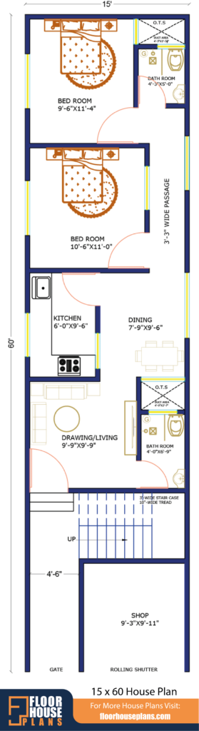 15 x 60 House Plan