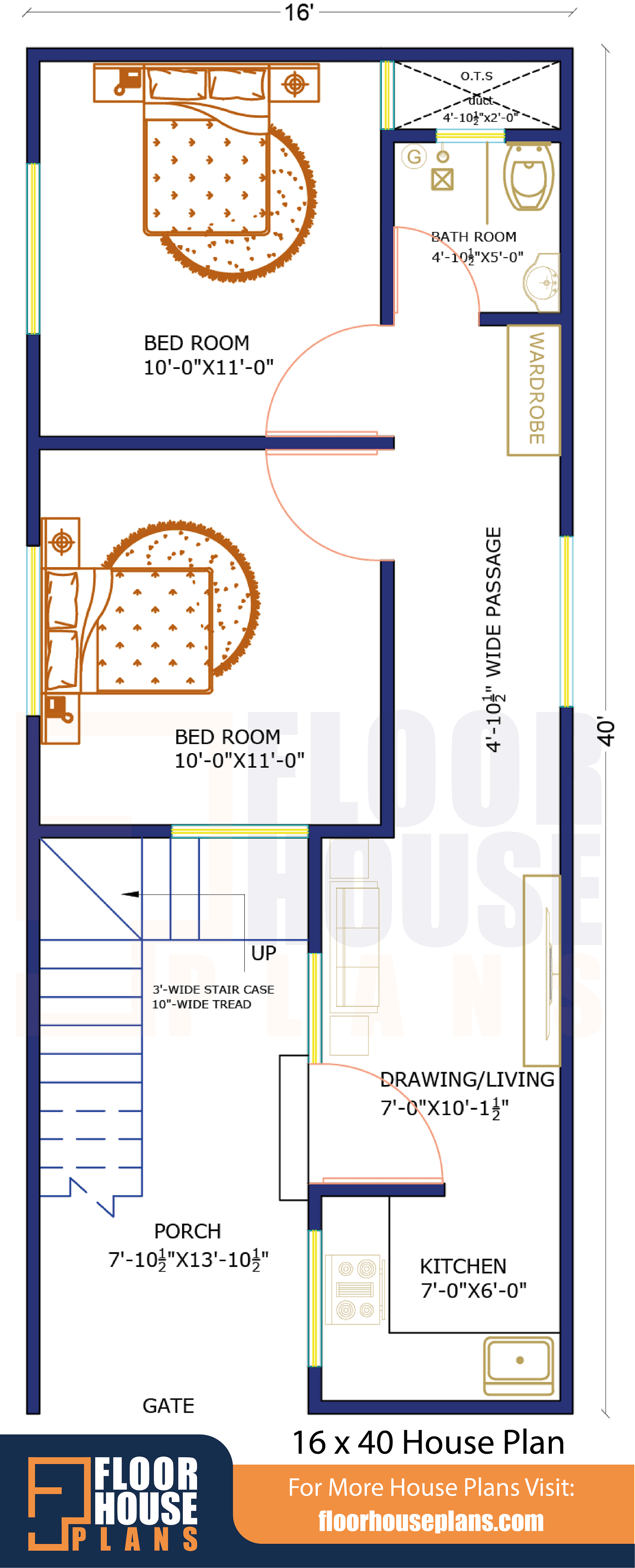 16 X 40 House Plan With Car Parking 