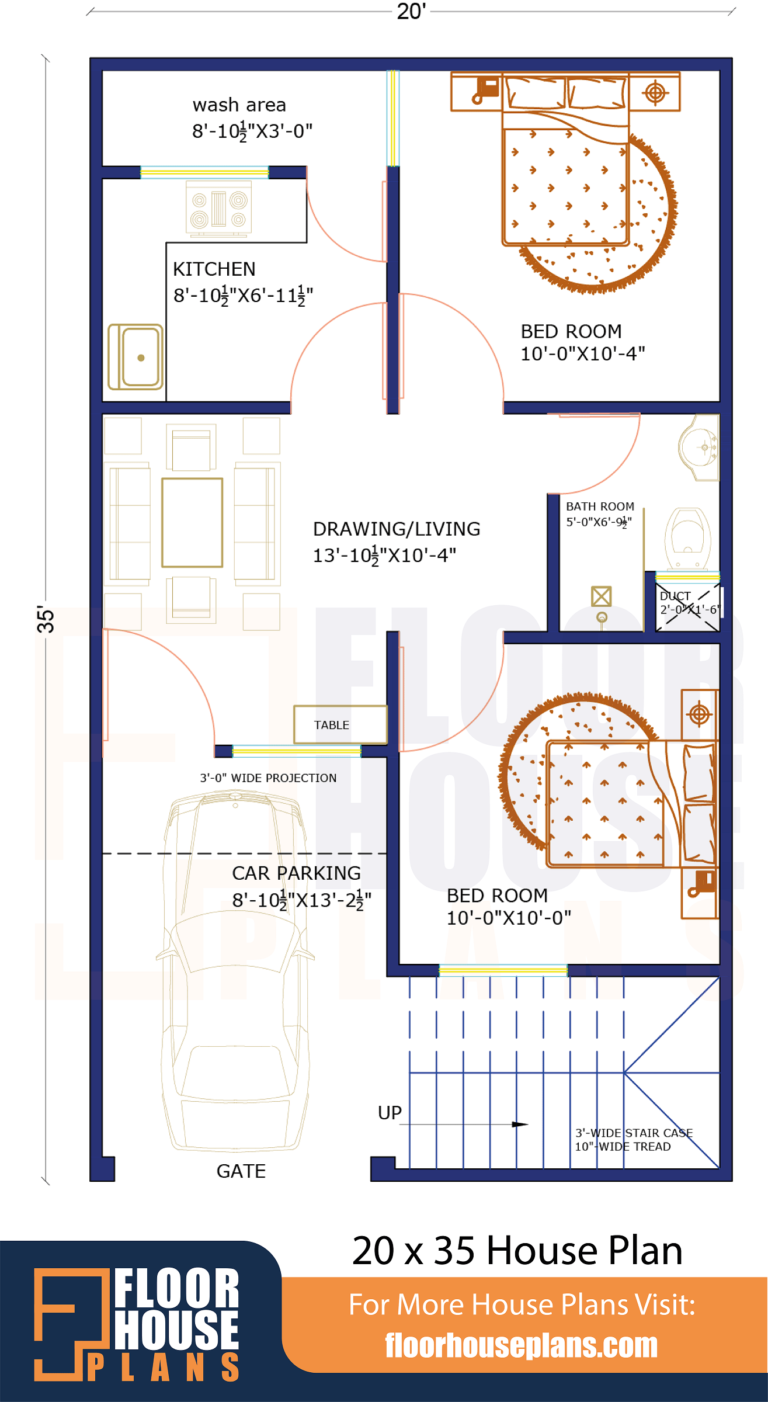 20 x 35 House Plan With Car Parking