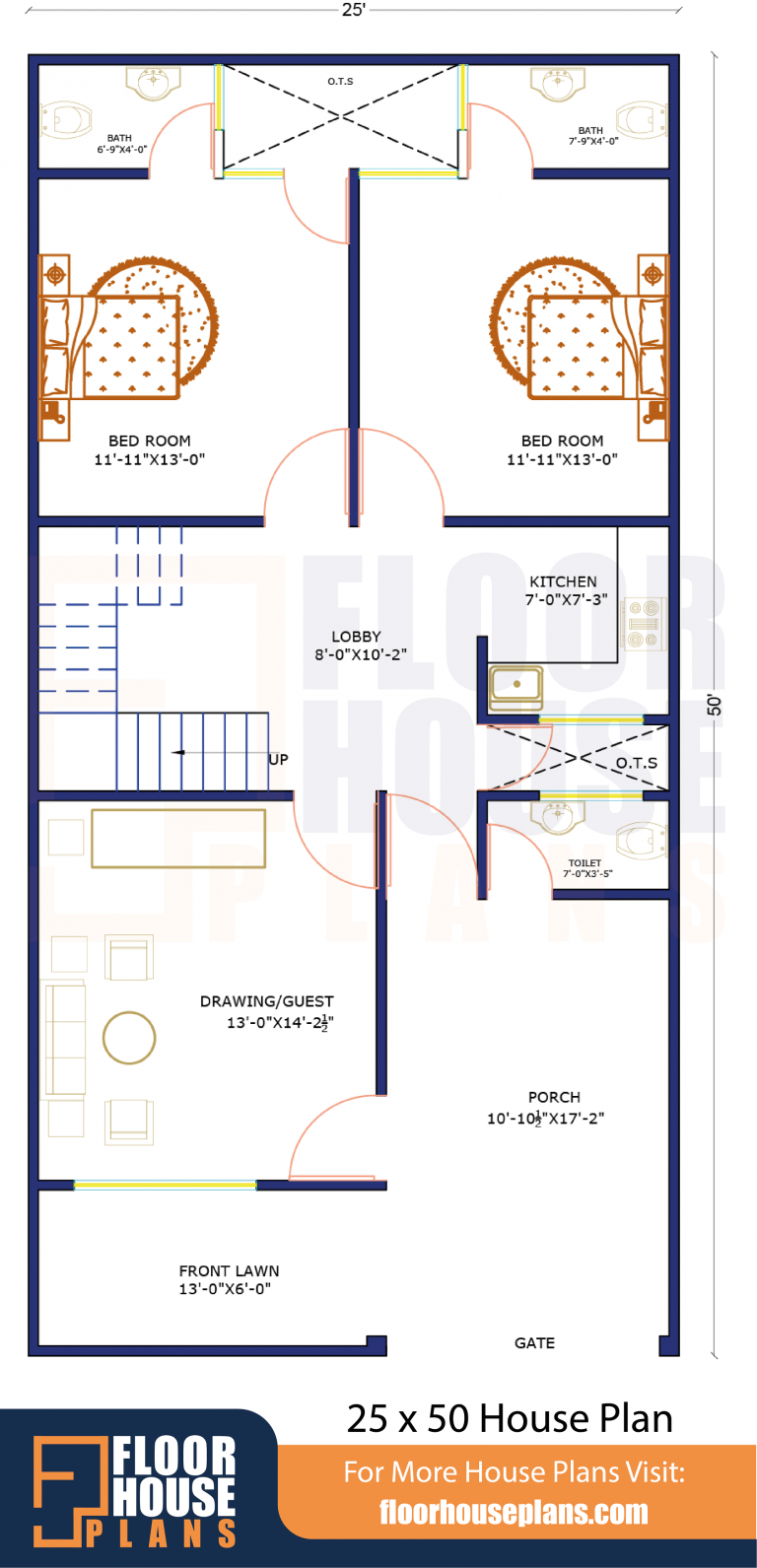 25 x 50 House Plan Car Parking