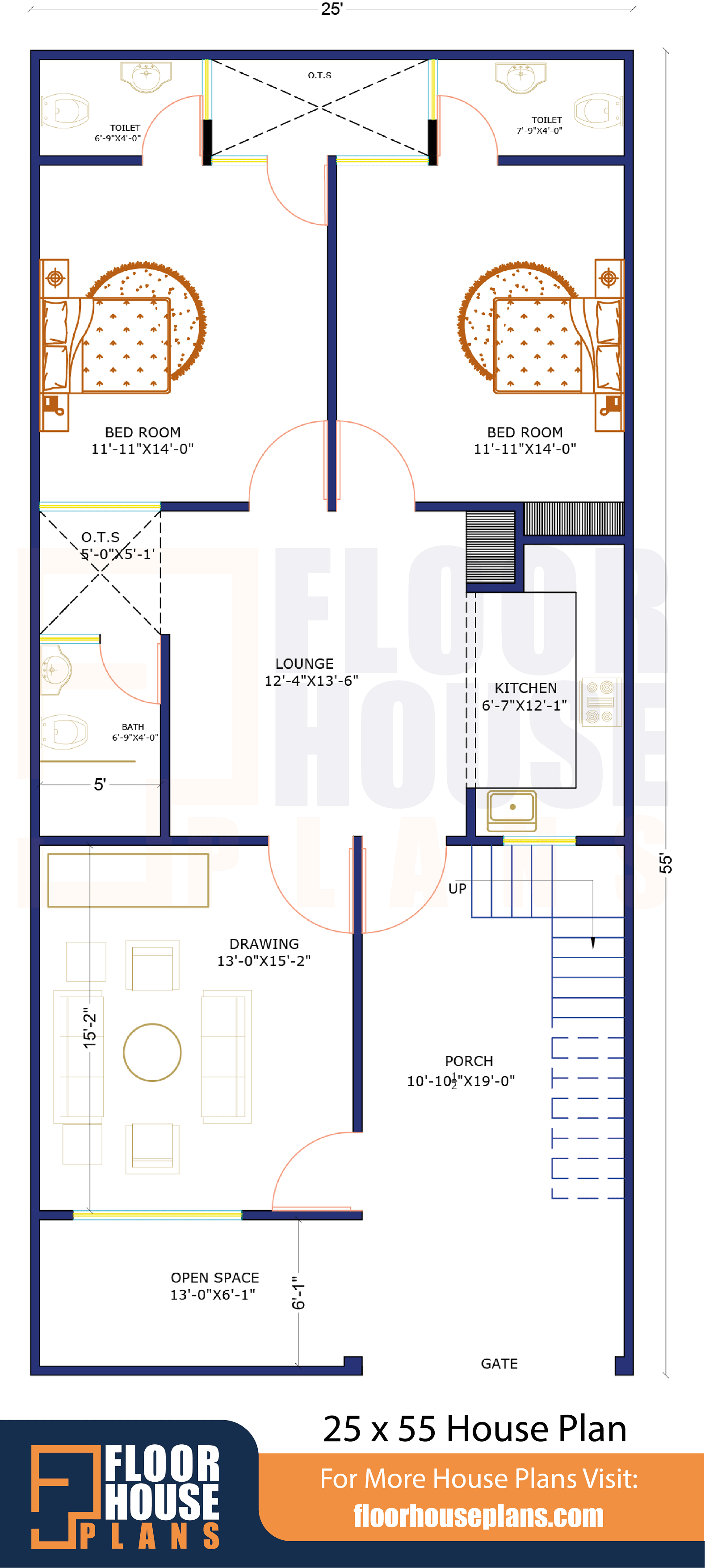 24 X 55 House Plans East Facing