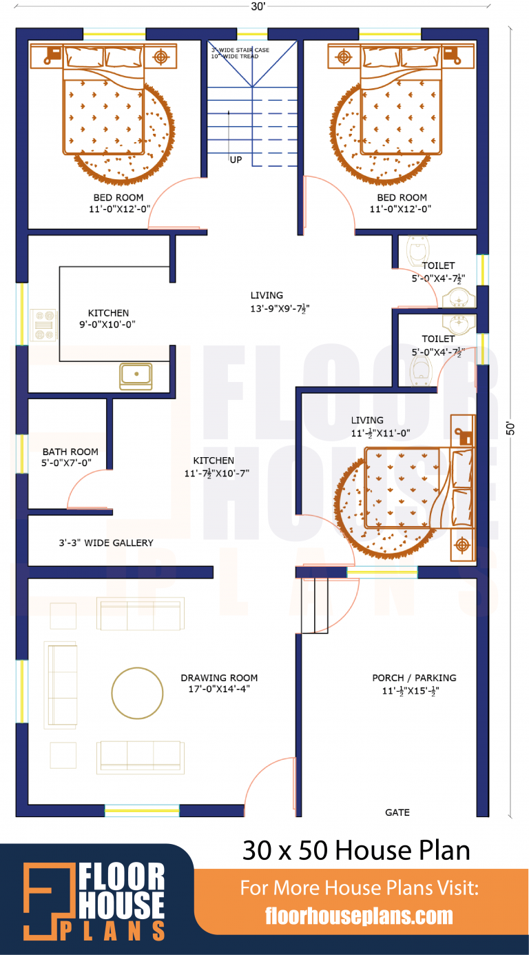 30 x 50 House Plan With Car Parking