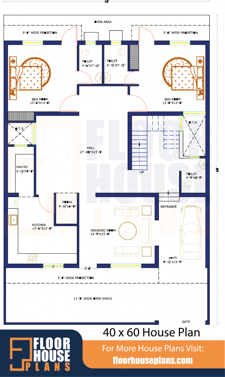 25 60 House Plans 2 Bedroom With Car Parking