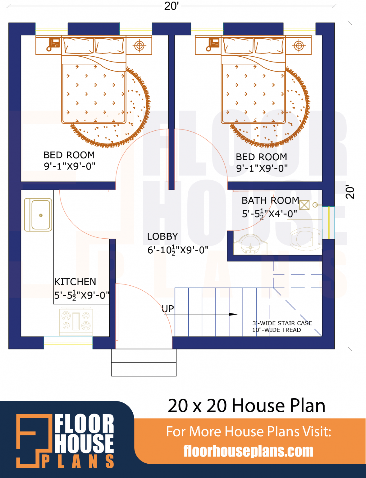 20 x 20 House Plan 2bhk 400 Square Feet House Plan Design