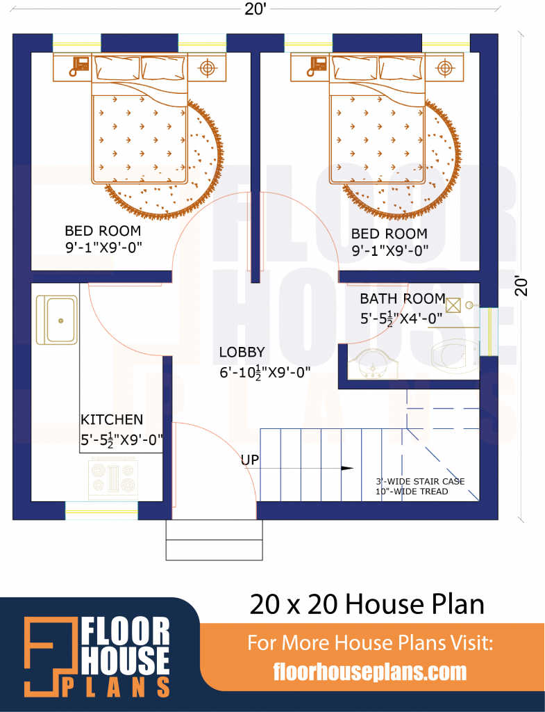 20 X House Plan 2bhk 400 Square Feet