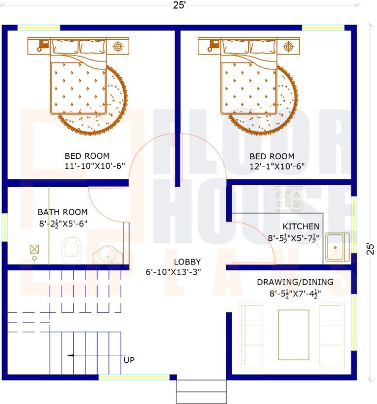 25 By 25 House Plan East Facing